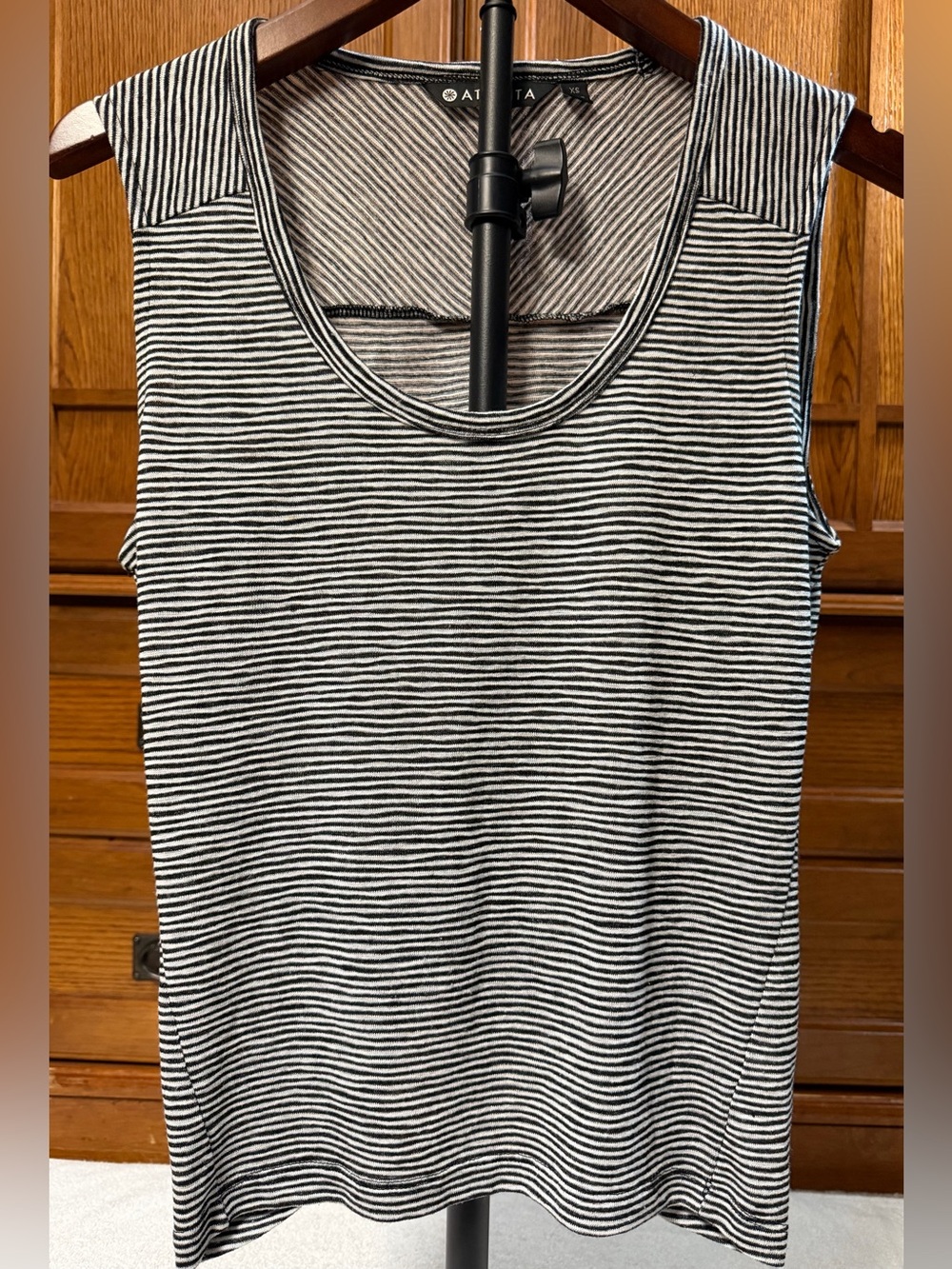 Athleta Breezy Stripe Muscle Tank Top 293878-03 Layer High-Low Lenzing Modal